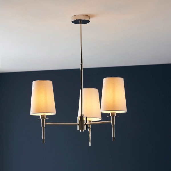 Bastrop Fabric Shades Pendant Ceiling Light In Bright Nickel | Bed Sava