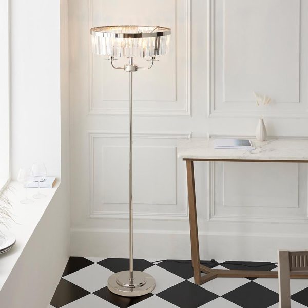 Bastrop Faceted Glass Floor Lamp In Bright Nickel | Bed Sava