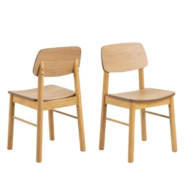 Bastrop Matt Oak Wooden Dining Chairs In Pair | Bed Sava