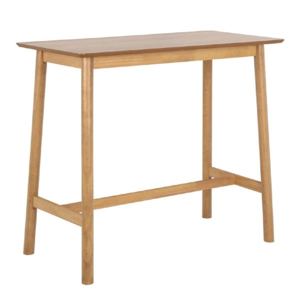 Bastrop Wooden Bar Table Rectangular In Matt Oak | Bed Sava