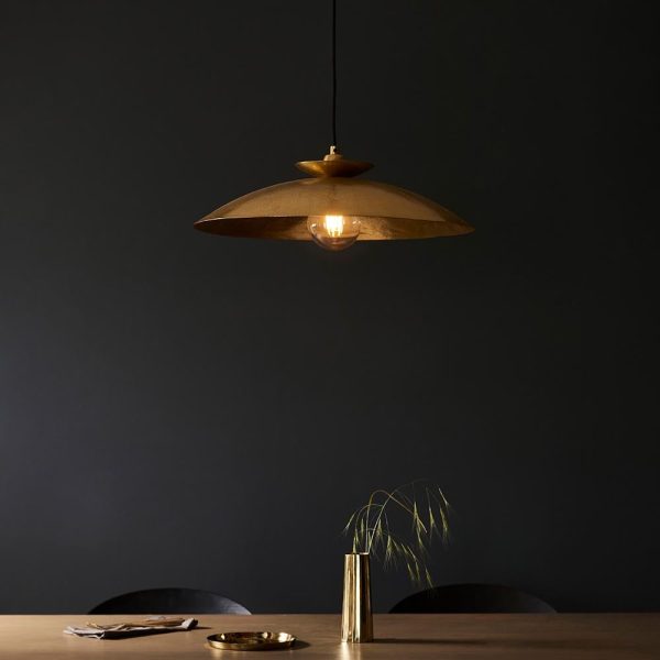 Batavia Metal Round Pendant Ceiling Light In Brass | Bed Sava