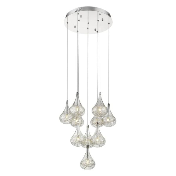 Battersea 10 Light Clear Glass Shade Pendant Light In Chrome | Bed Sava