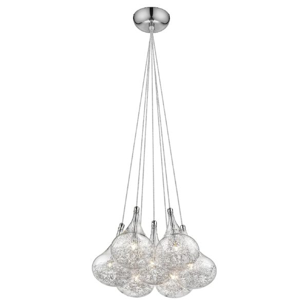 Battersea 7 Light Clear Glass Shade Pendant Light In Chrome | Bed Sava