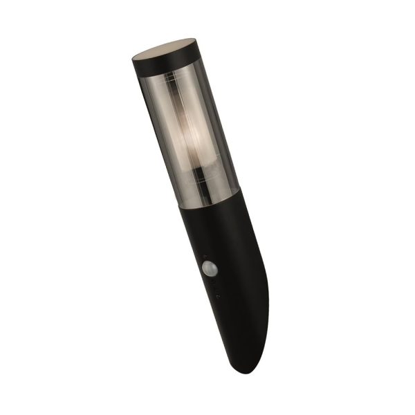 Batton Smoked Polycarbonate Wall Light PIR In Black | Bed Sava