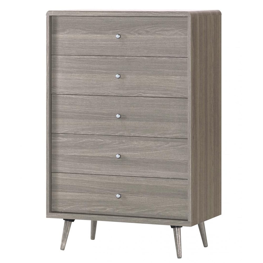 Batya Wooden Chest Of 5 Drawers In Grey Oak