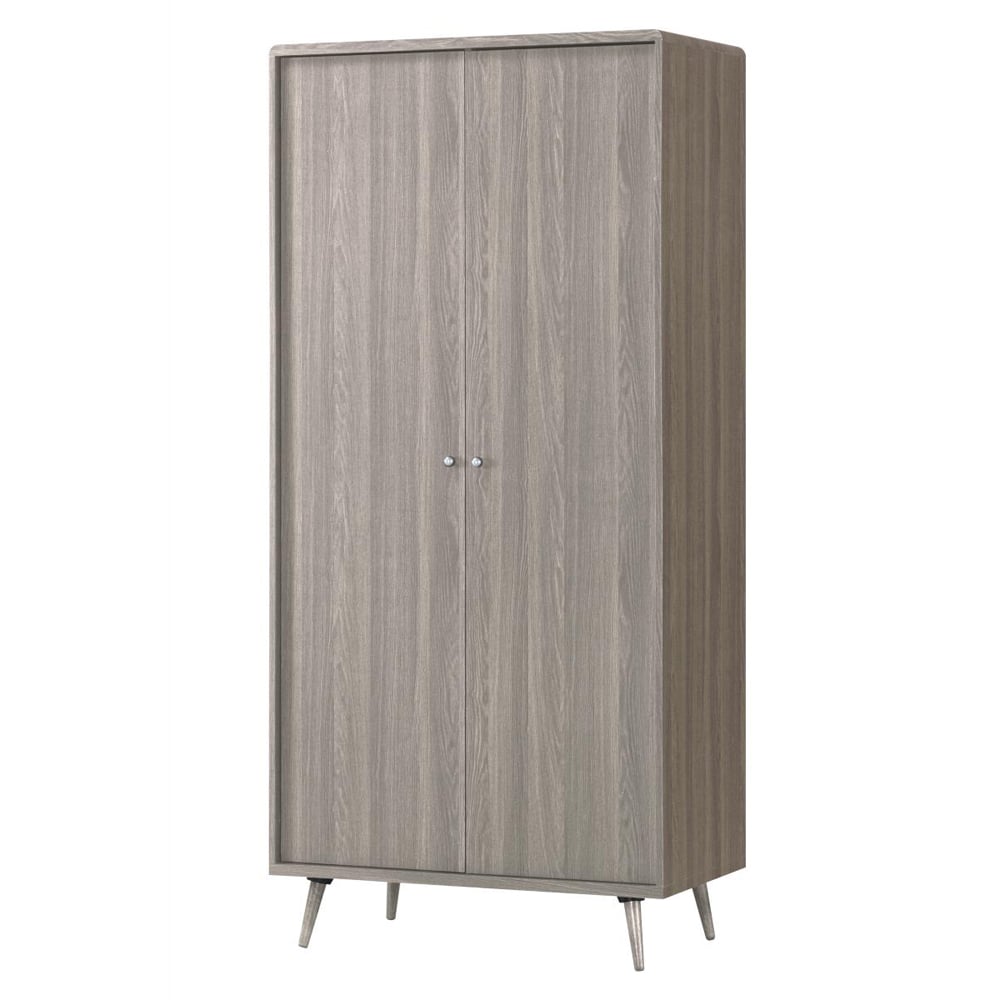 Batya Wooden Wardrobe With 2 Doors In Grey Oak