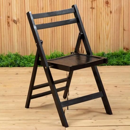 Baxter Outdoor Solid Wood Folding Chair In Black