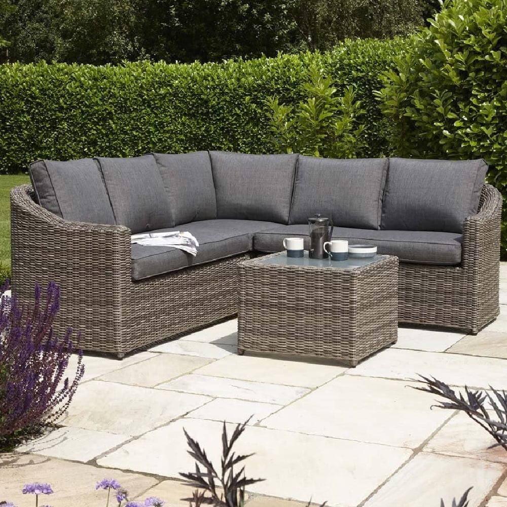 Baxton Rattan Garden Lounge Corner Set In Natural