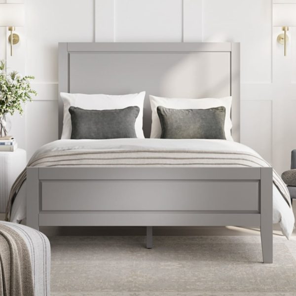Bayfield Wooden King Size Bed In Cement Grey | Bed Sava