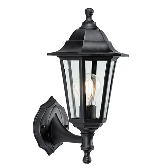 Bayswater Traditional Clear Glass Wall Light In Black | Bed Sava
