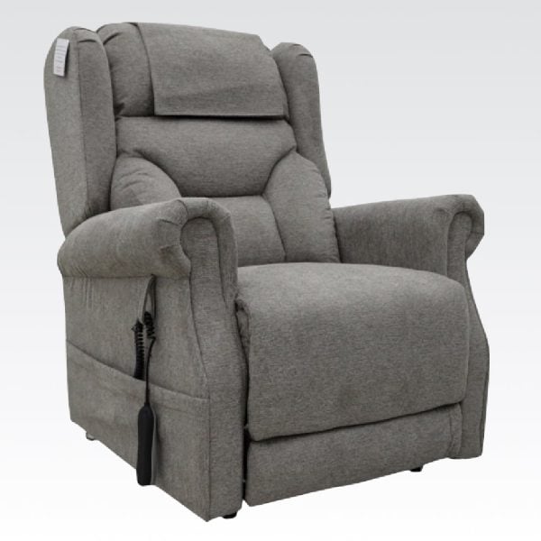 Boise Fabric Dual Motor Lift And Tilt Recliner Chair In Stone | Bed Sava