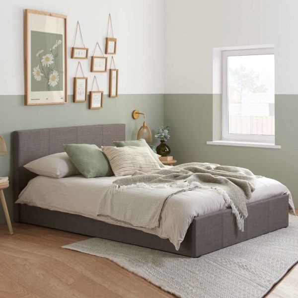 Beano Fabric Ottoman Double Bed In Grey | Bed Sava