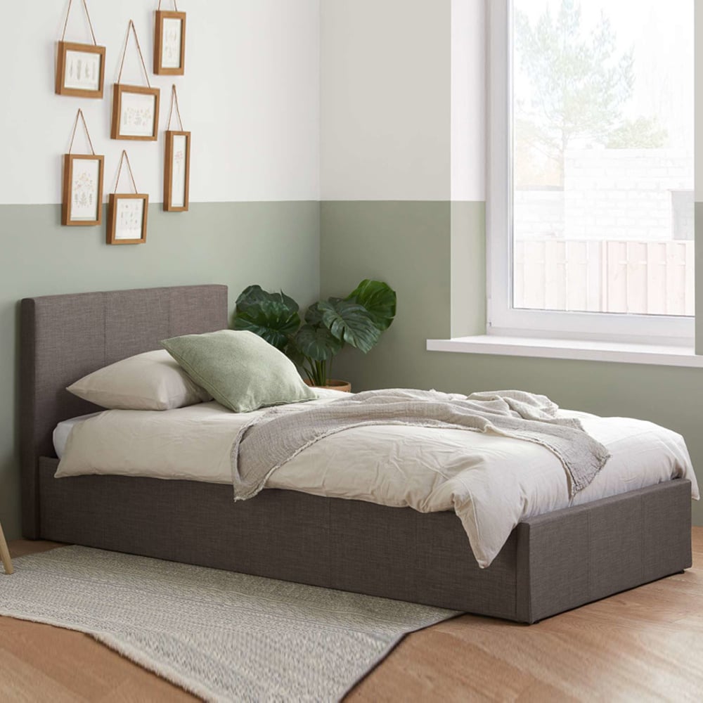 Beano Fabric Ottoman Single Bed In Grey