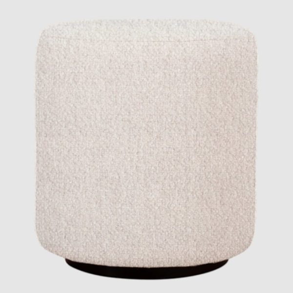 Beano Fabric Round Stool In Cologne Ivory | Bed Sava