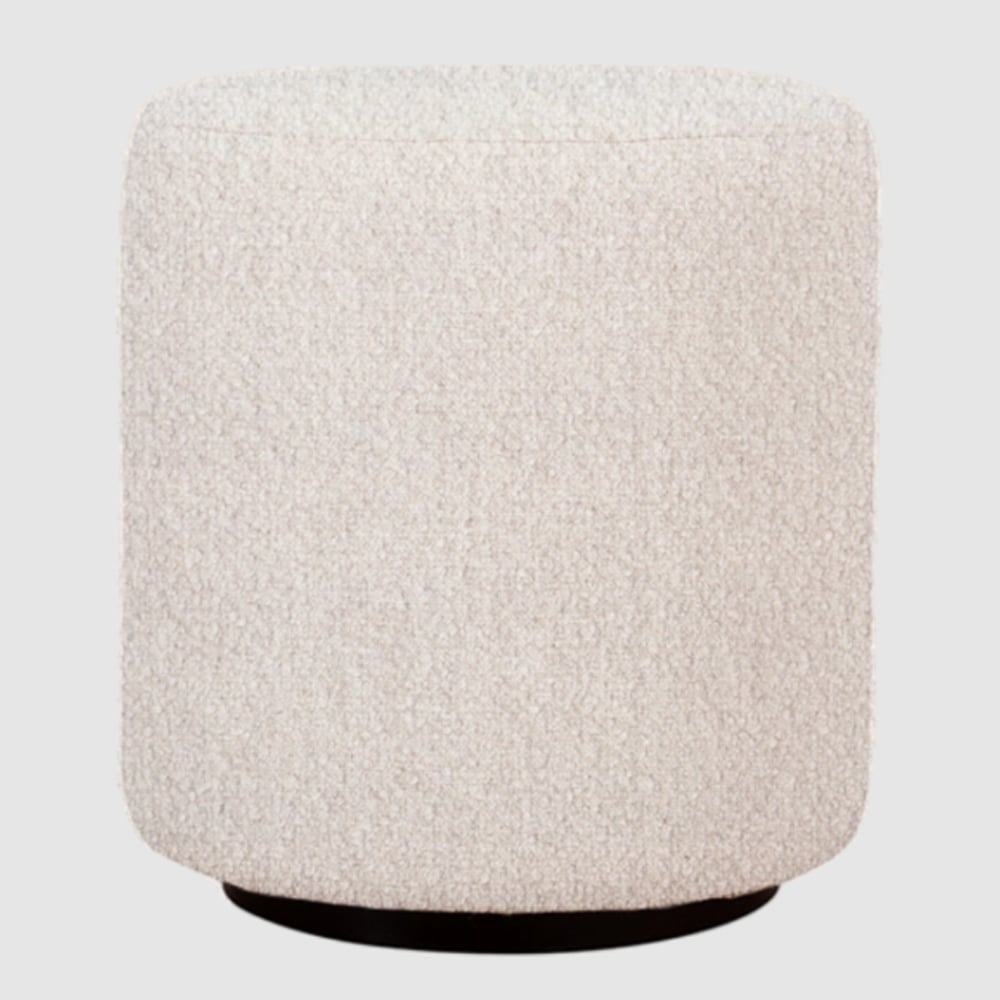 Beano Fabric Round Stool In Cologne Ivory