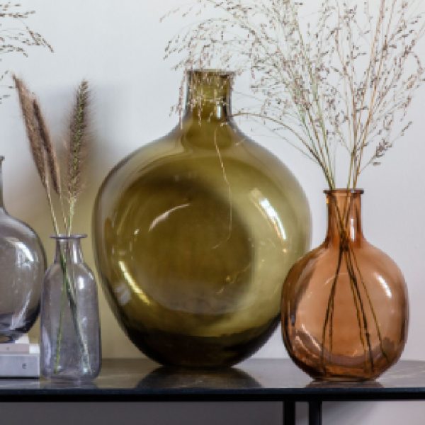 Beckley Chunky Glass Bottle Vase In Green | Bed Sava