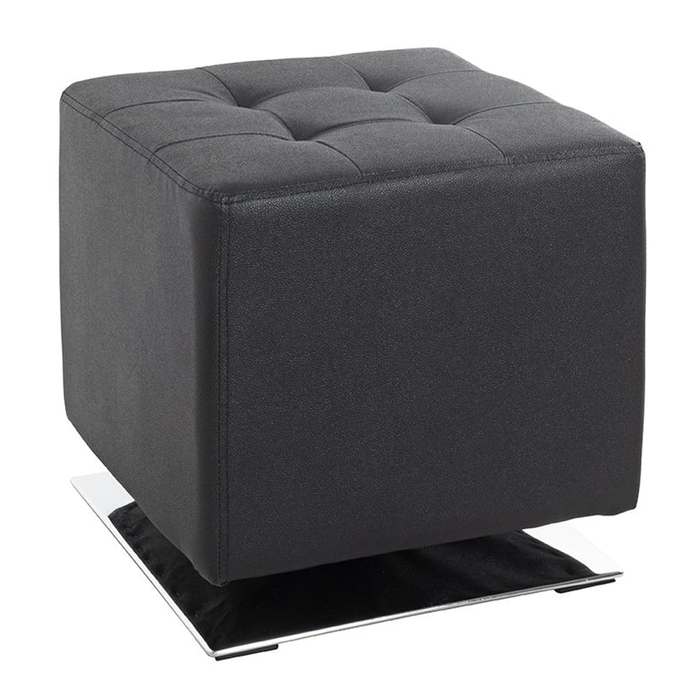 Beckley Leather Stool In Chrome Black