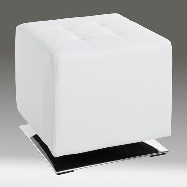 Beckley Leather Stool In Chrome White | Bed Sava