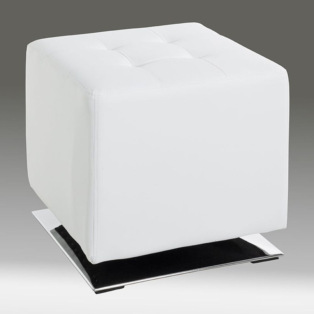 Beckley Leather Stool In Chrome White