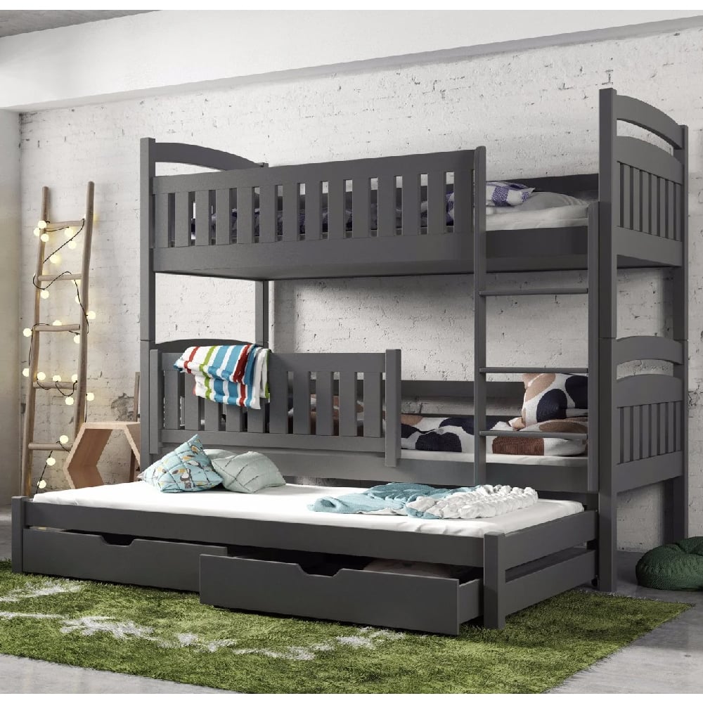 Beckley Wooden Bunk Bed Without Mattress Trundle In Graphite