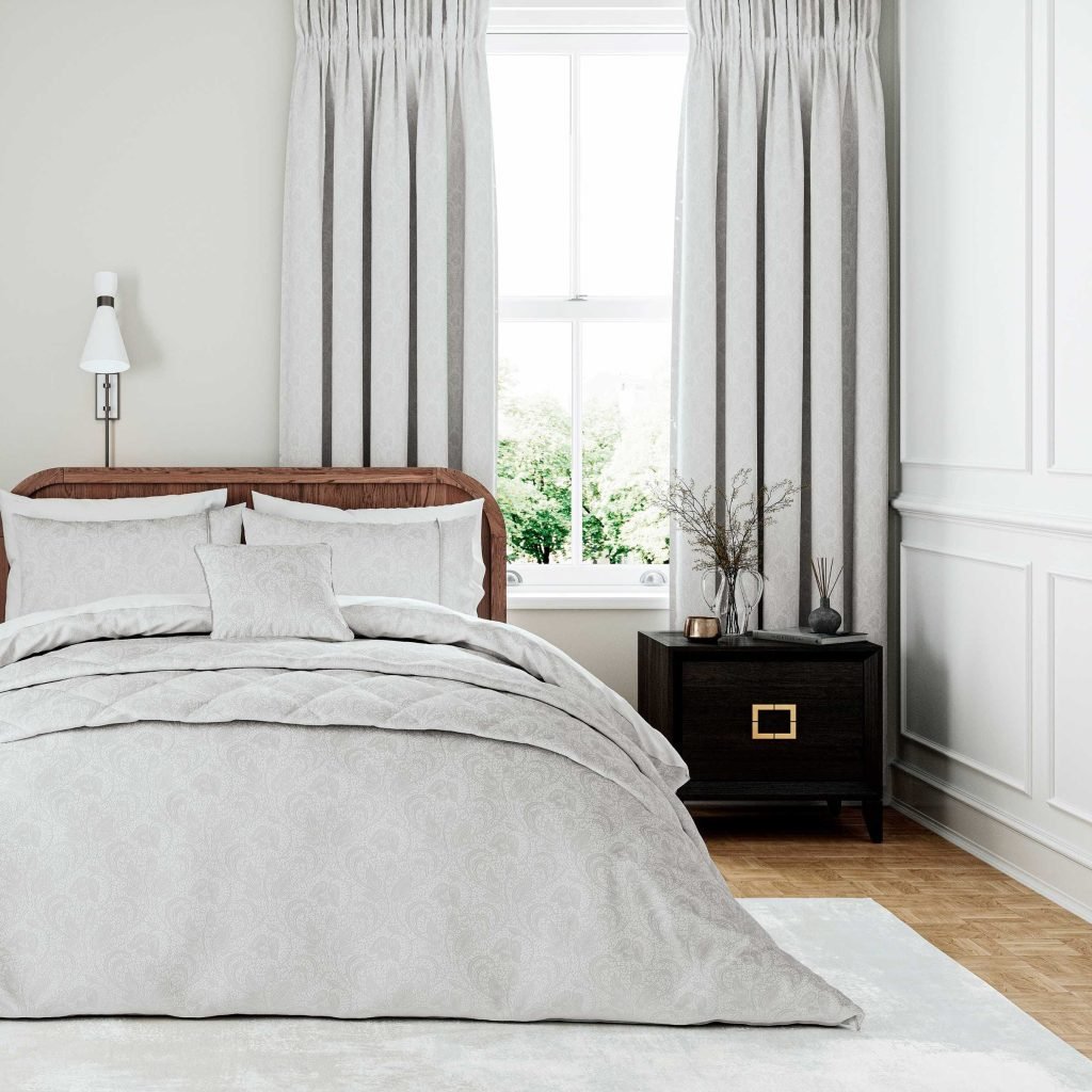 1951 Ashleigh Lined Curtains 66" x 72", Platinum