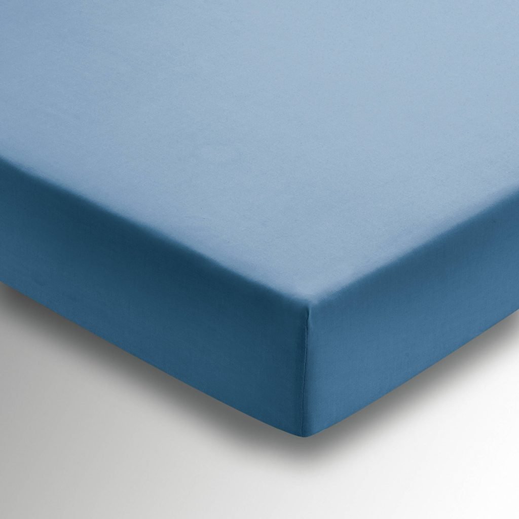 1951 Plain Dye Percale Super Kingsize Fitted Sheet, Denim