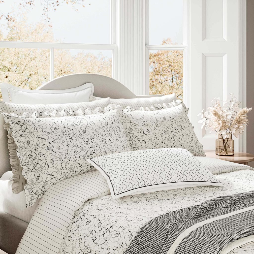 Bedeck of Belfast Ayda Double Duvet Cover Set, Chalk