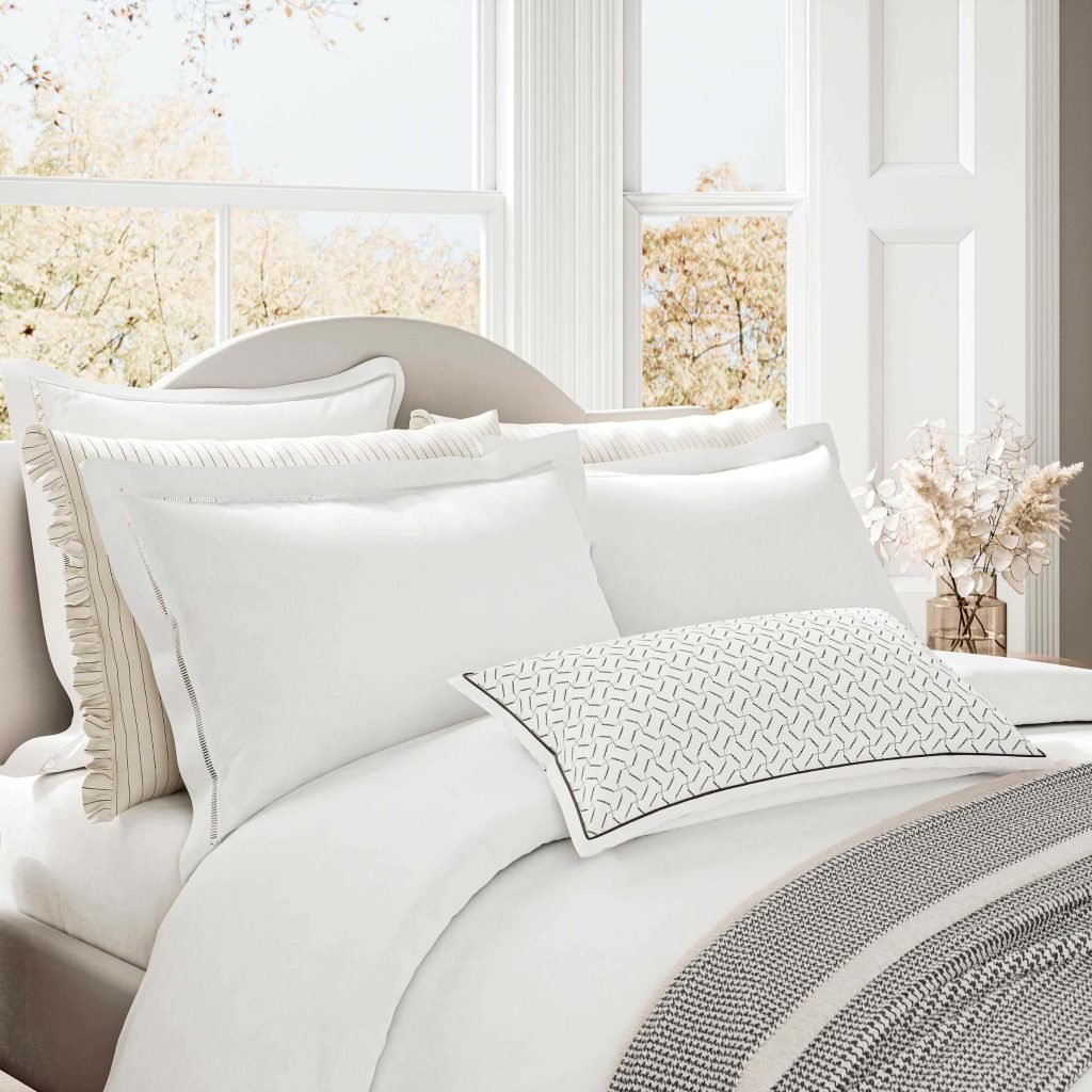 Bedeck of Belfast Ayda Semi Plain Kingsize Duvet Cover Set, Chalk