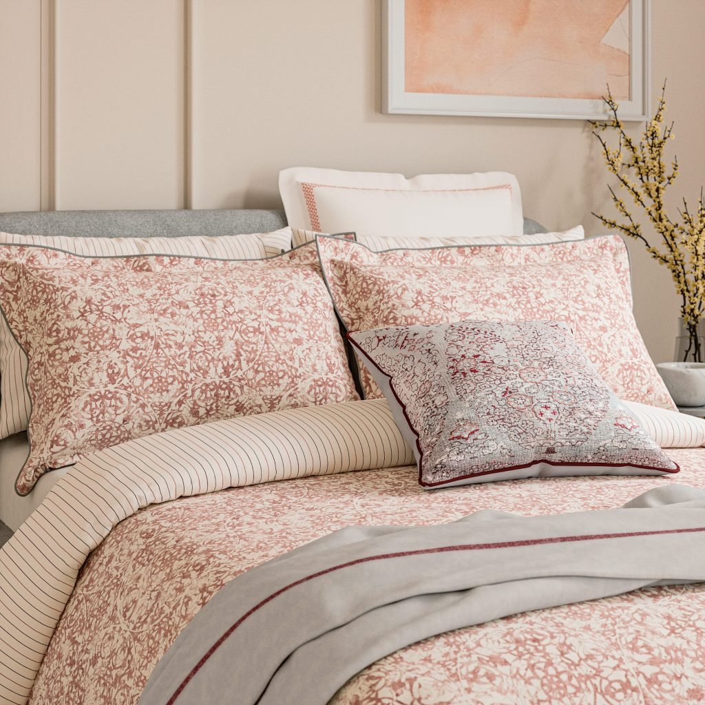 Bedeck of Belfast Celina Super Kingsize Duvet Cover Set, Coral