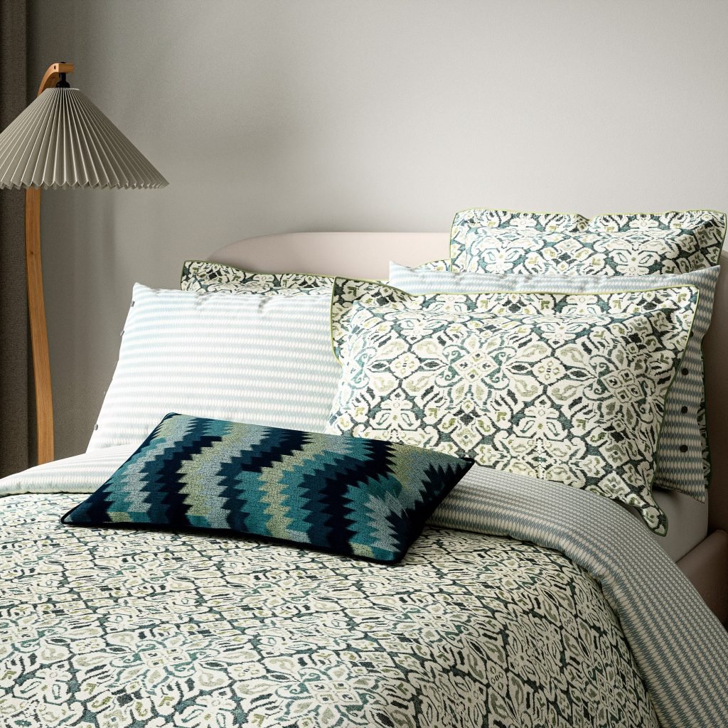 Bedeck of Belfast Hallie Double Duvet Cover Set, Celadon