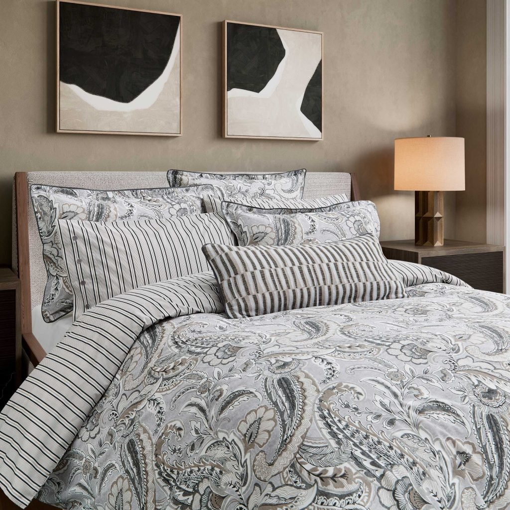 Bedeck of Belfast Kotana Super Kingsize Duvet Cover Set, Charcoal & Silver