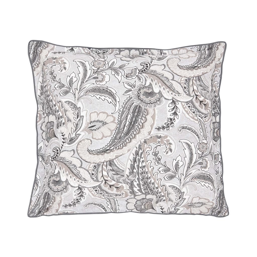 Bedeck of Belfast Kotana Pair of Square Oxford Pillowcases, Charcoal & Silver