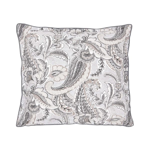Bedeck of Belfast Kotana Pair of Square Oxford Pillowcases Charcoal  Silver | Bed Sava