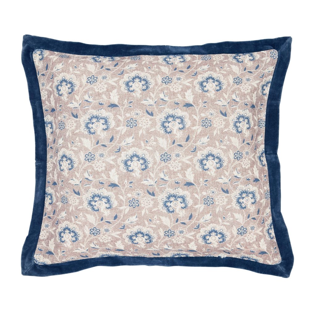 Bedeck of Belfast Lorelei Cushion 50cm x 50cm, Powder Blue & Linen