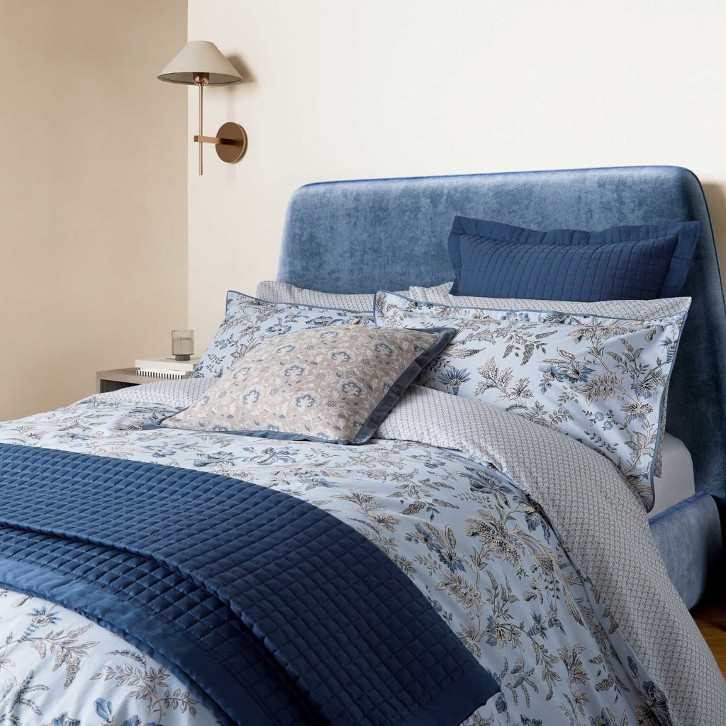 Bedeck of Belfast Lorelei Super Kingsize Duvet Cover Set, Powder Blue & Linen