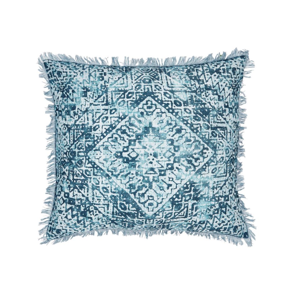 Bedeck of Belfast Mieko Cushion 50cm x 50cm, Teal & Silver