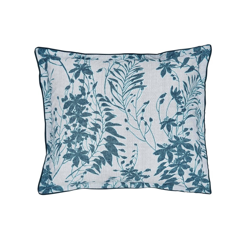 Bedeck of Belfast Mieko Pair of Square Oxford Pillowcases, Teal & Silver