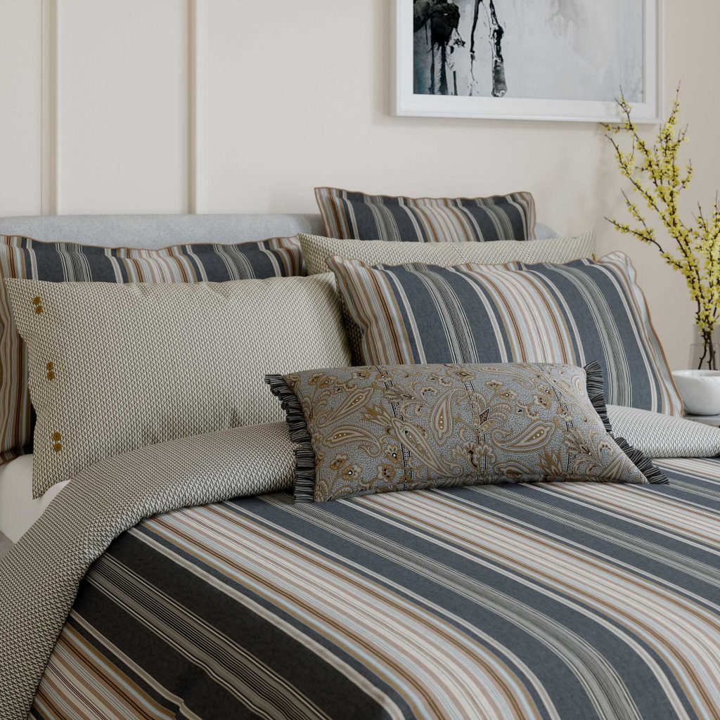 Bedeck of Belfast Oscar Kingsize Duvet Cover Set, Charcoal & Tan