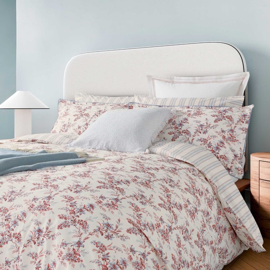 Bedeck of Belfast Rosanna Double Duvet Cover, Pink & Soft Blue