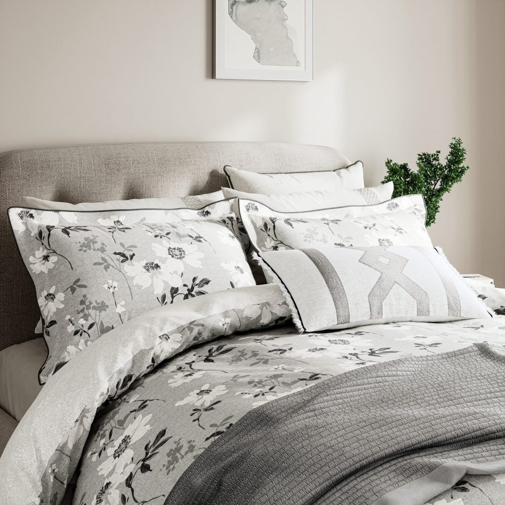 Bedeck of Belfast Sefa Double Duvet Cover Set, White/Silver