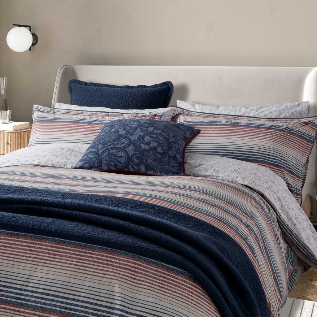 Bedeck of Belfast Stafford Single Duvet Cover Set, Navy & Red