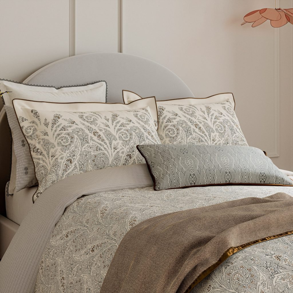 Bedeck of Belfast Umma Super Kingsize Duvet Cover Set, Charcoal/Gold