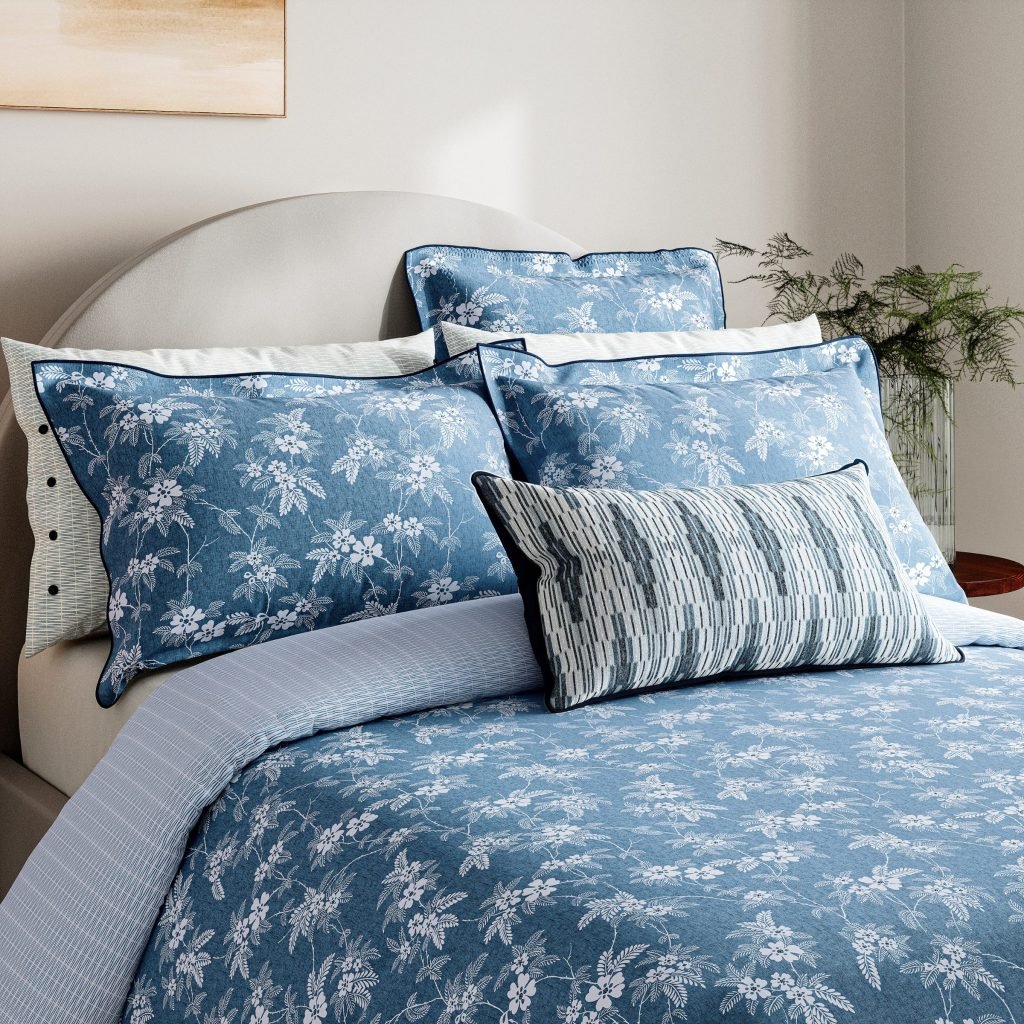 Bedeck of Belfast Zayda Super Kingsize Duvet Cover Set, Chambray Blue
