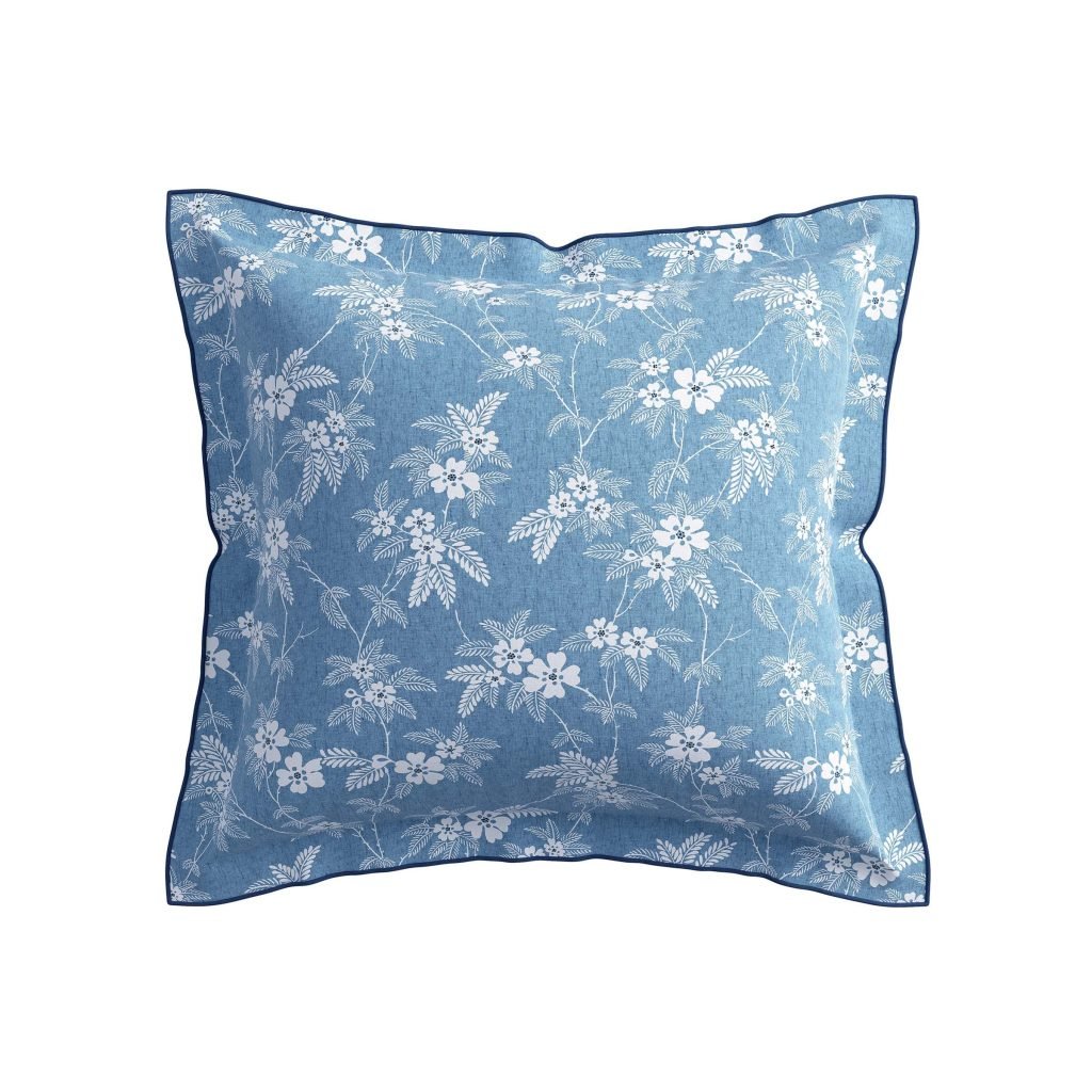 Bedeck of Belfast Zayda Pair of Square Oxford Pillowcases, Chambray Blue