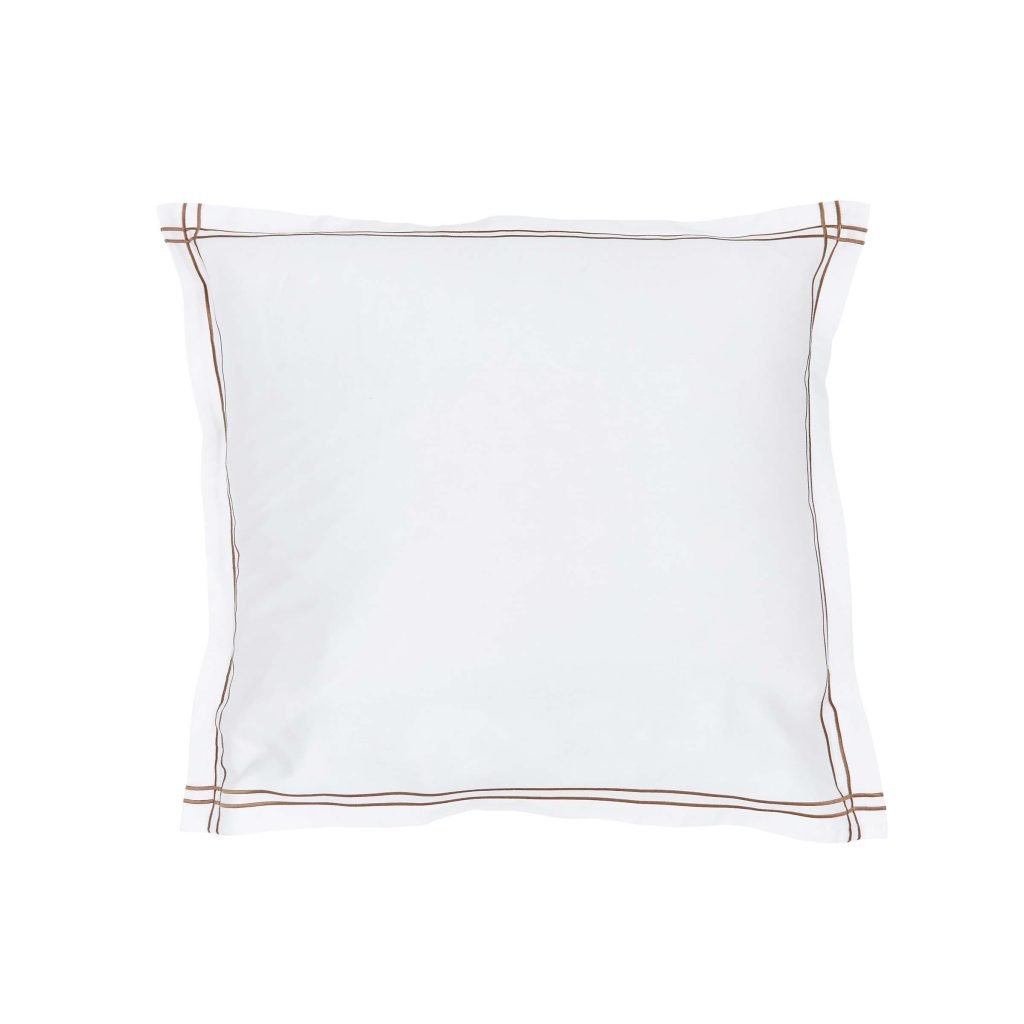 Bedeck of Belfast Zenda Pair of Square Oxford Pillowcase, Charcoal & Tan