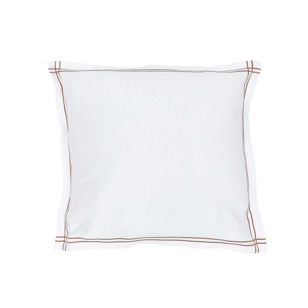 Bedeck of Belfast Zenda Pair of Square Oxford Pillowcase Charcoal  Tan | Bed Sava