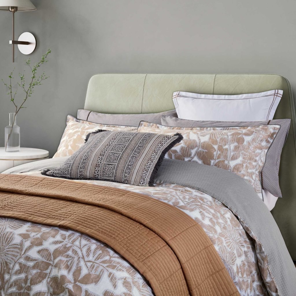 Bedeck of Belfast Zenda Super Kingsize Duvet Cover Set, Charcoal & Tan