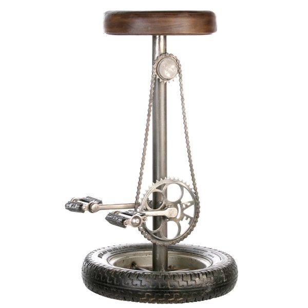Bedford Leather Stool With Silver Base In Brown | Bed Sava
