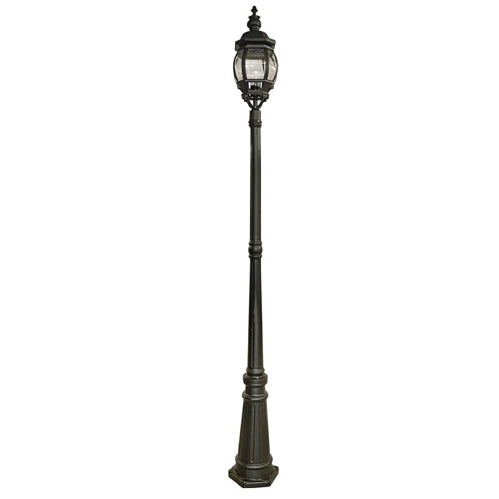 Bel Aire Clear Glass Shade Outdoor Post Lamp In Silk Black