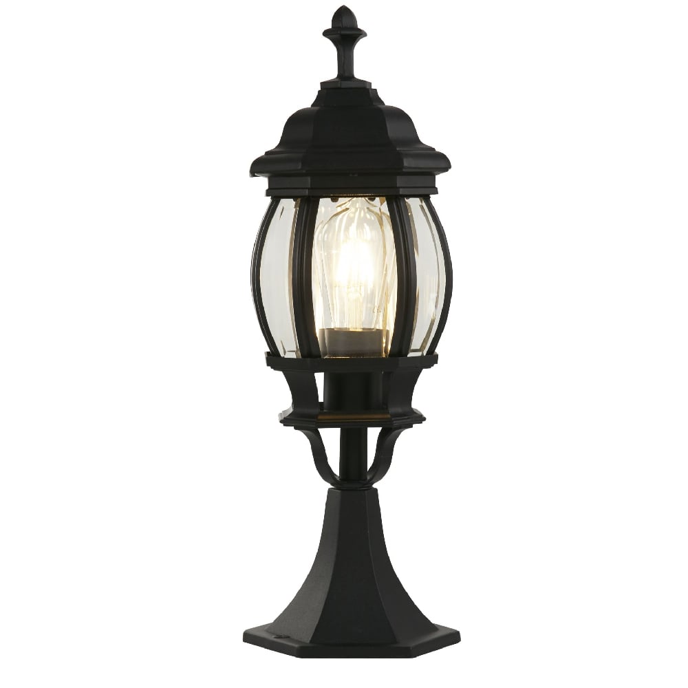 Bel Aire Clear Glass Shade Outdoor Post Light In Black